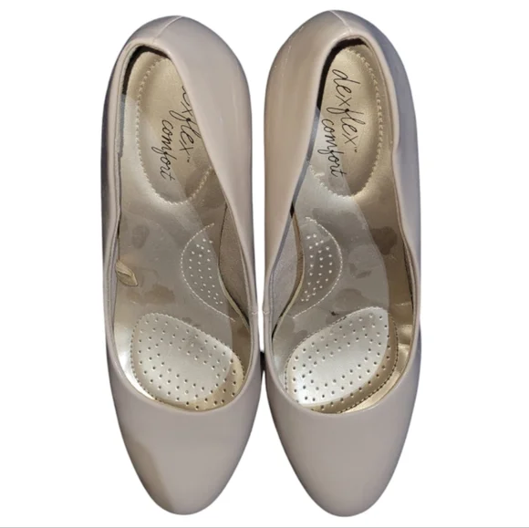 Dexflex Comfort Karma Women's Round Toe Nude Patent Pump High Heel Shoes sz 8.5 - Picture 4 of 10